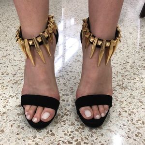 Giuseppe Zanotti Wild Africa black and gold wedges